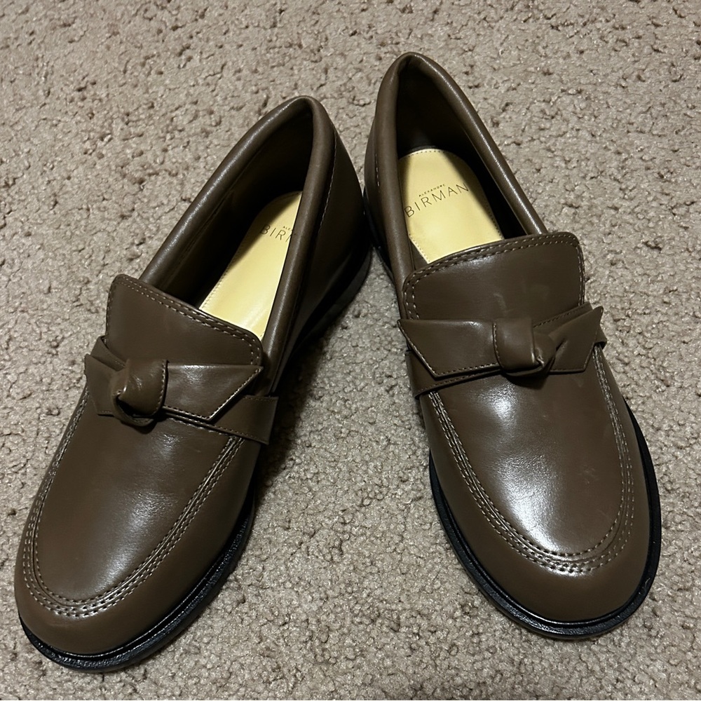 Alexandre Birman Clarita Bow Leather Loafers  Olive Size 36 EU Women’s Shoes New